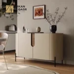 بوفيه مودرن بسطح رخامي وتصميم منحني أنيق