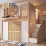 سرير اطفال دورين مع رف للتخزين