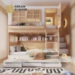 سرير اطفال دورين مع رف للتخزين