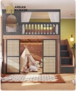 سرير اطفال دورين مع مساحة متعددة الاستخدام
