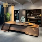 مكتب تنفيذي فاخر مودرن بتصميم انسيابي وواجهة مزخرفة