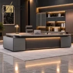 مكتب تنفيذي مودرن فاخر بتصميم عصري مع وحدات تخزين