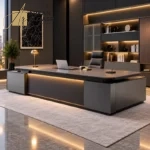 مكتب تنفيذي مودرن فاخر بتصميم عصري مع وحدات تخزين