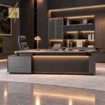مكتب تنفيذي مودرن فاخر بتصميم عصري مع وحدات تخزين