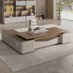 مكتب مودرن فاخر بتصميم عصري أنيق وخزائن جانبية للتخزين